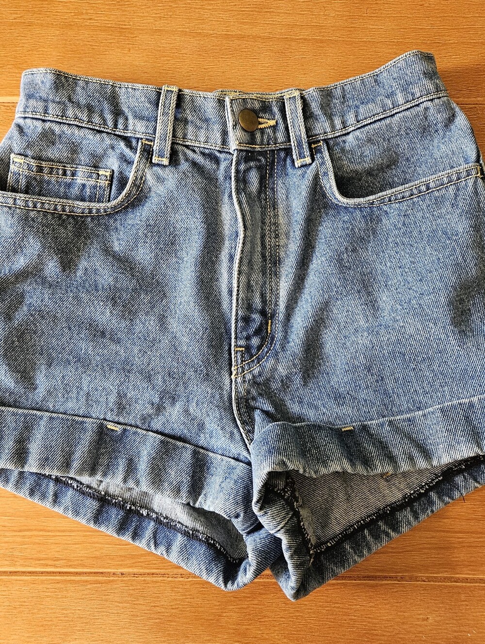 American Apparel High-Waisted Cuffed Denim Shorts Size 26